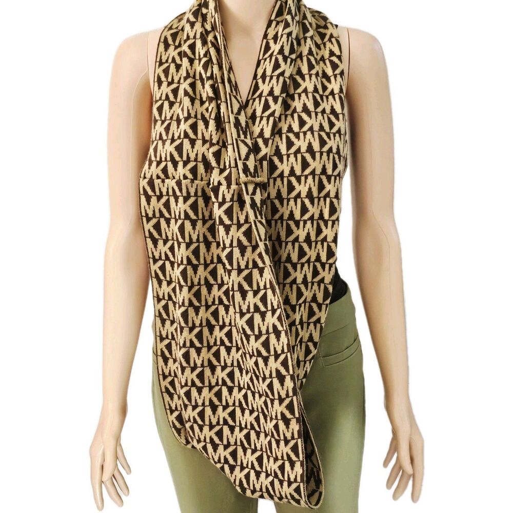 Michael Kors Brown Monogram Infinity Scarf OS